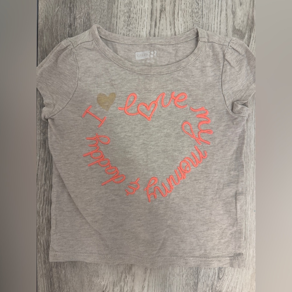 Crazy 8 Pink and Cream I lovey Mommy and Daddy Short Sleeve Tee